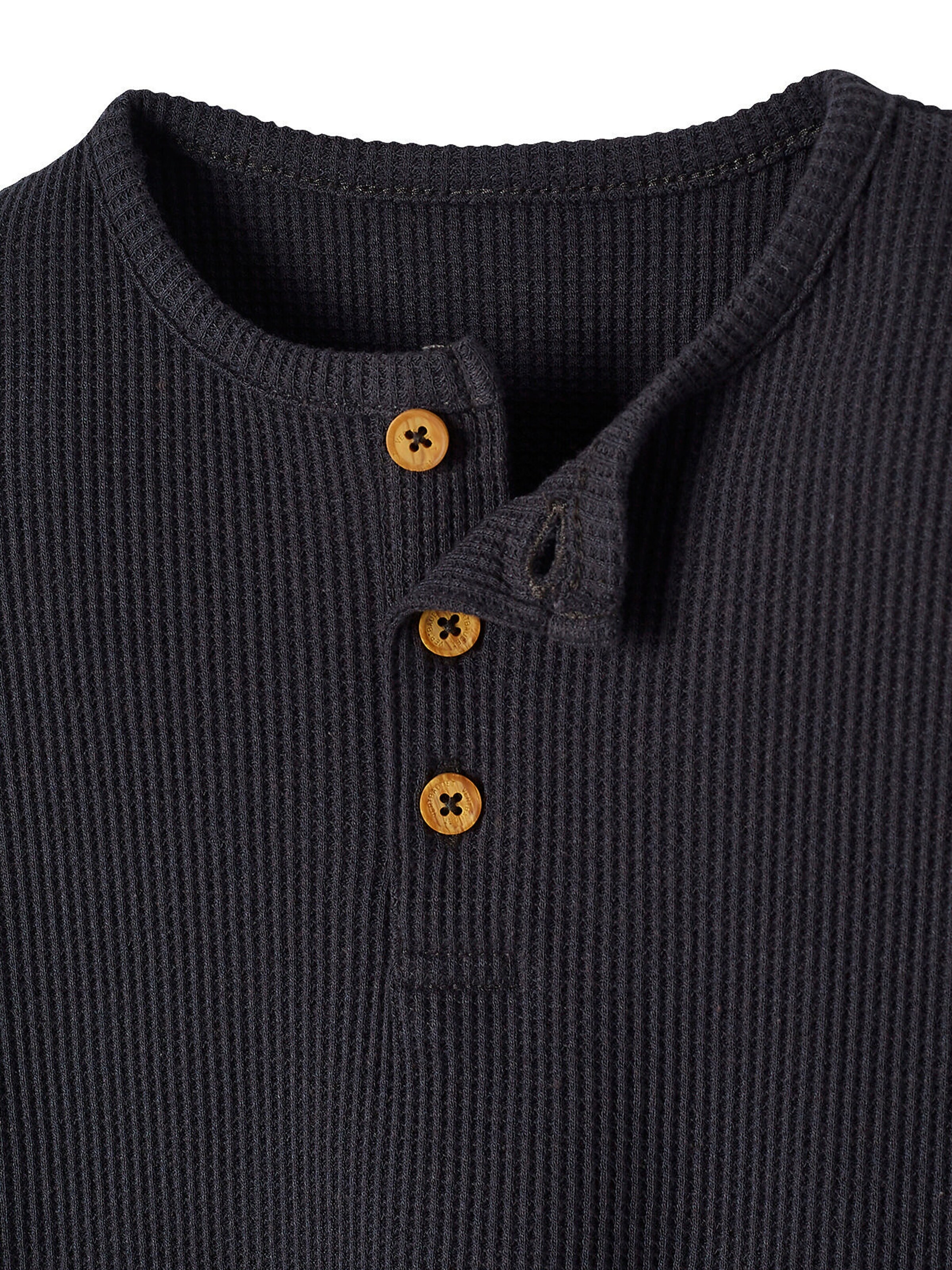 Vertbaudet Baby-Set: Shirt & Sweathose dunkelgrau/hellbeige bedruckt