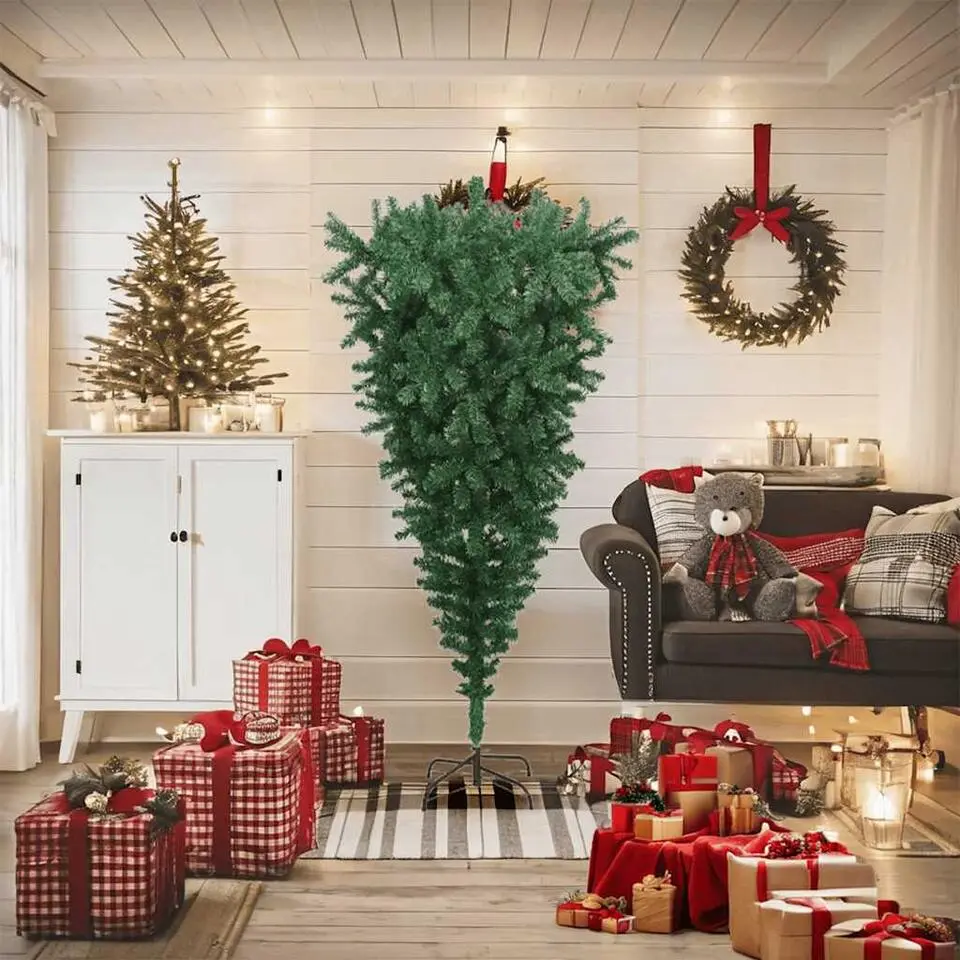 vidaXL Kunstkerstboom omgekeerd met standaard 180 cm groen