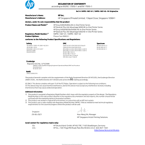 HP Envy 6030e printer