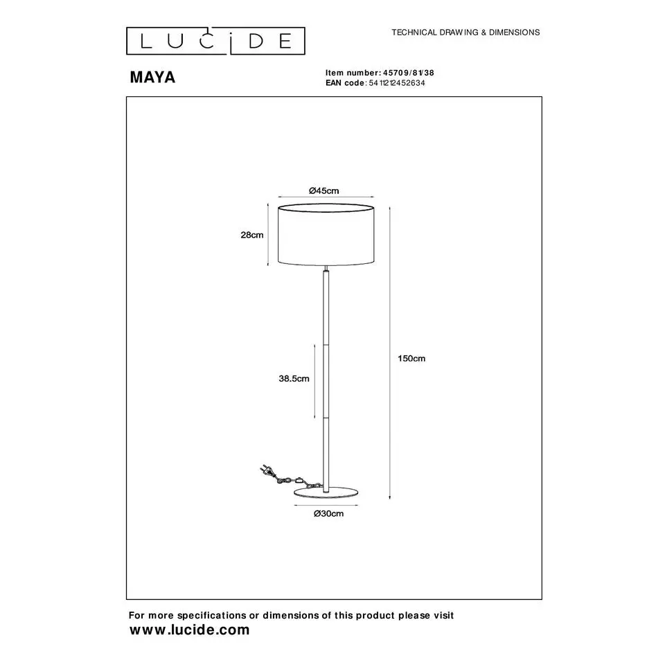 Lucide MAYA Vloerlamp - Beige