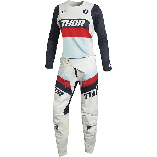 Thor Motocross - Pantalon femme Pulse Racer Blanc / Bleu foncé / Rouge / Bleu Clair