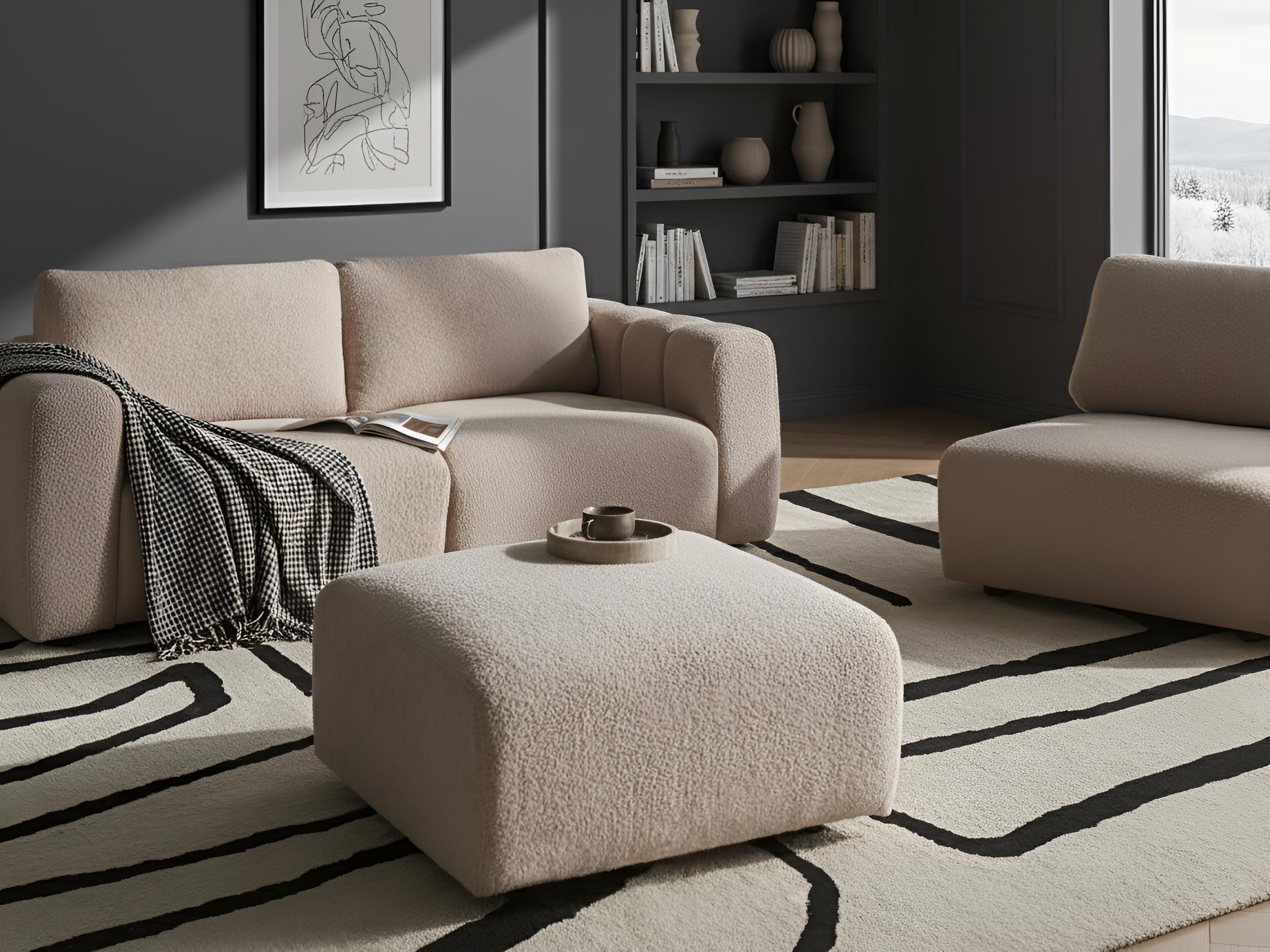 Ottomaan KIVVIK Bouclé Beige