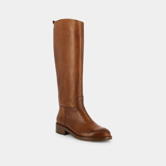 Bottes plates  en cuir camel