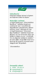 A.Vogel Dormeasan Citroenmelisse Nachtrust Tabletten 60TB