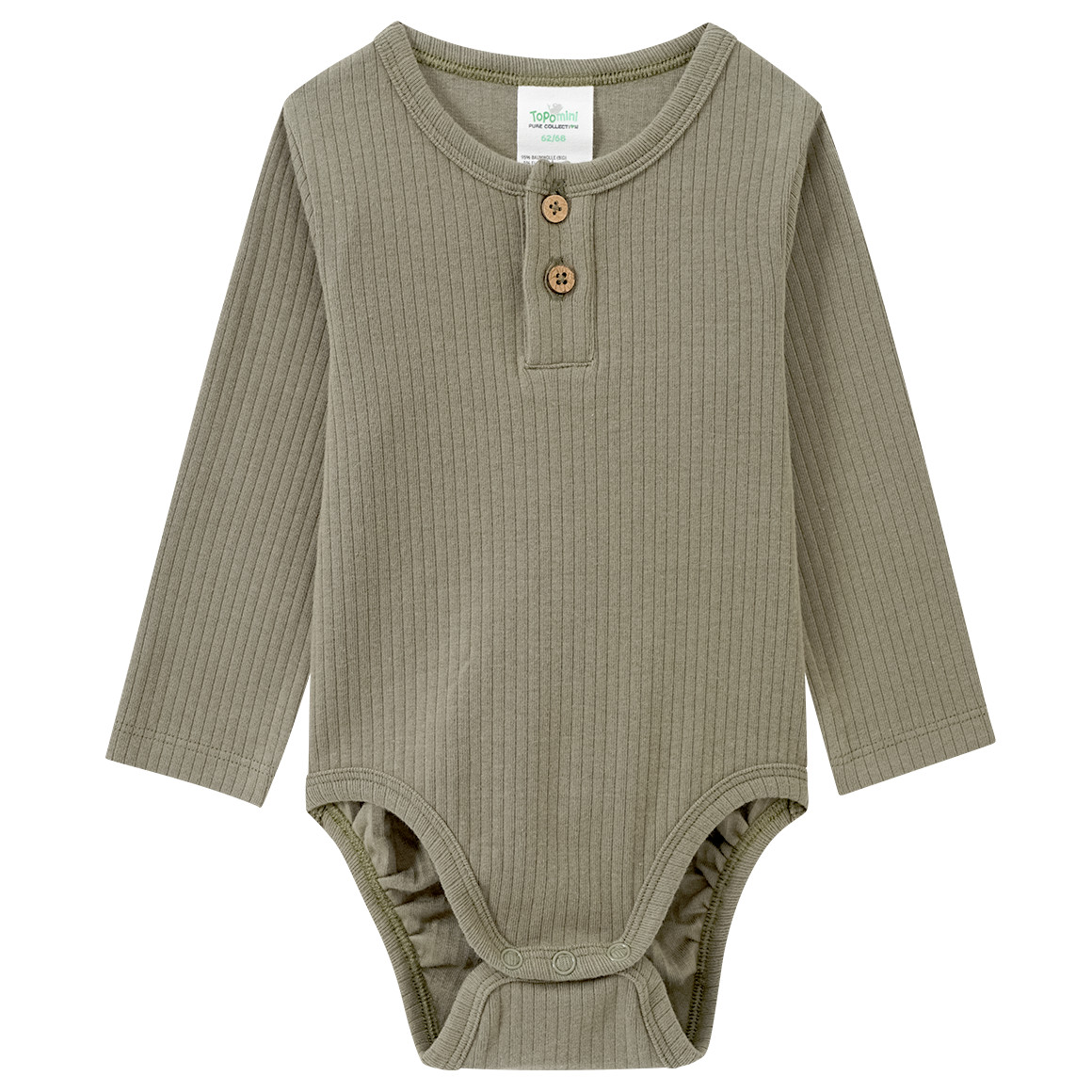 Topomini Pure Collection 2 Baby Langarmbodys mit Rippstruktur cremeweiss / oliv