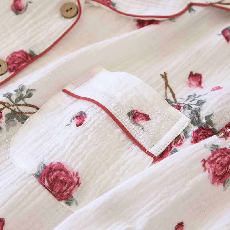 Somnus - Pyjamaset met lange mouwen en bloemenprint