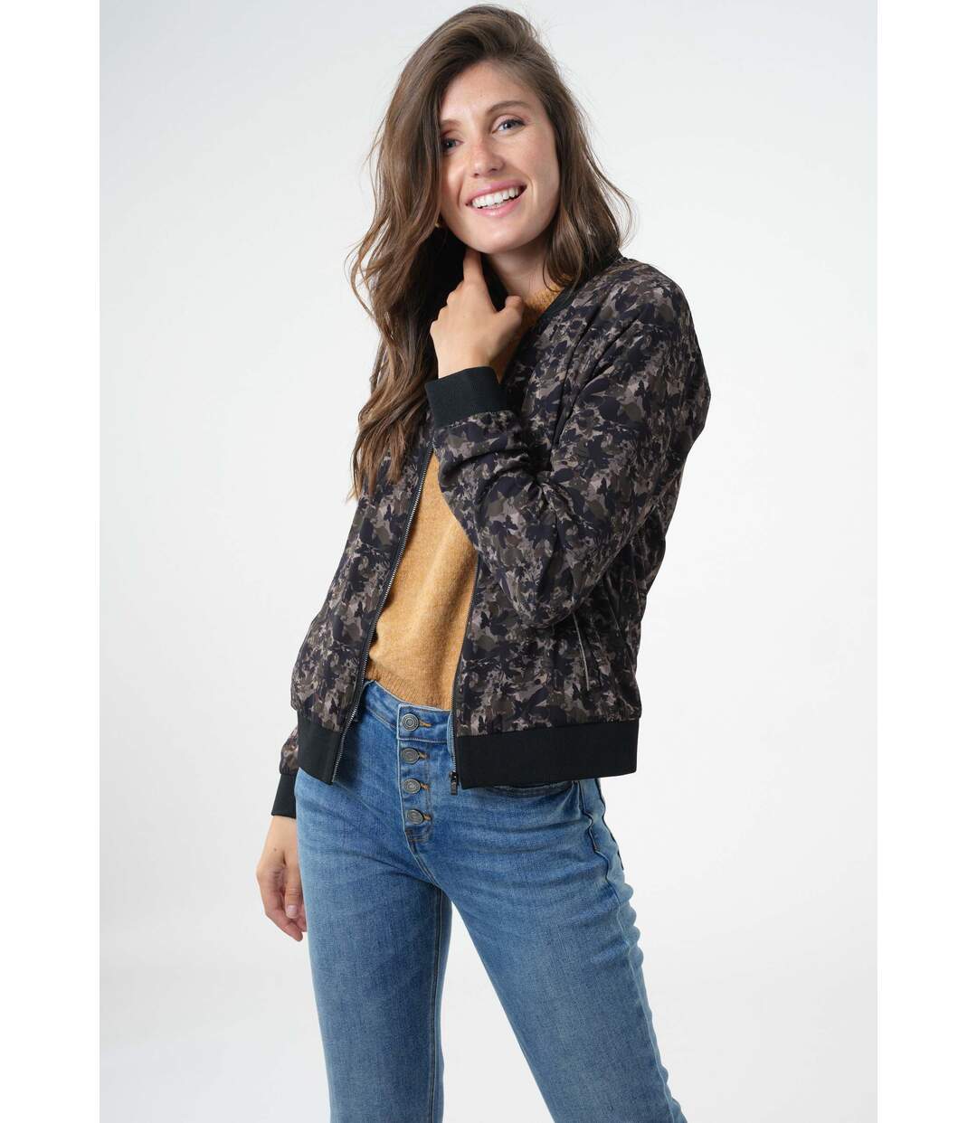 Blouson bomber imprimé camouflage MAGALY