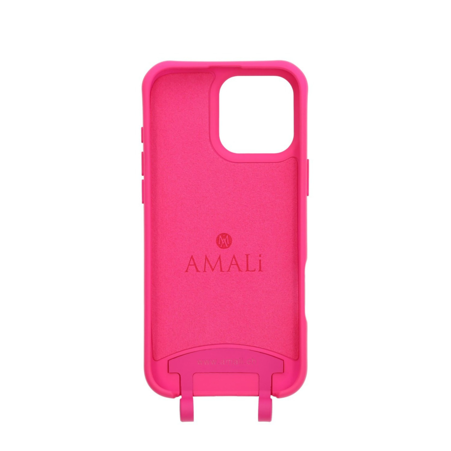 iPhone 16 Pro Max Handy Hülle Elegantes Case mit abnehmbarem Necklace Adapter - Hot Pink / Gold