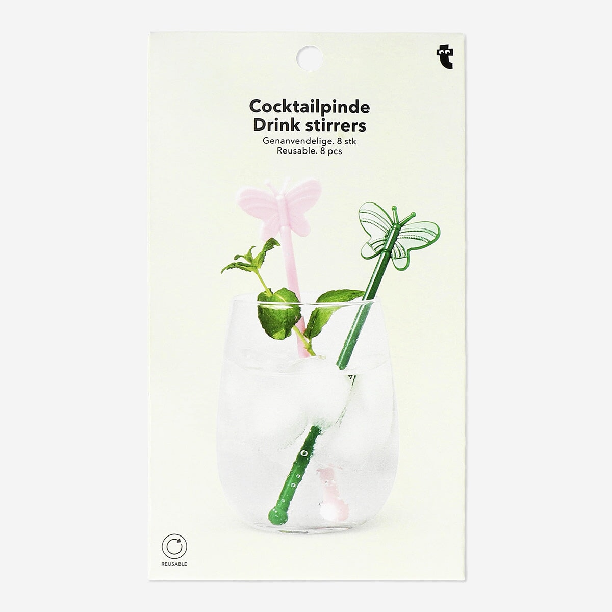 Sommerfugleformede rørepinde - 8 stk