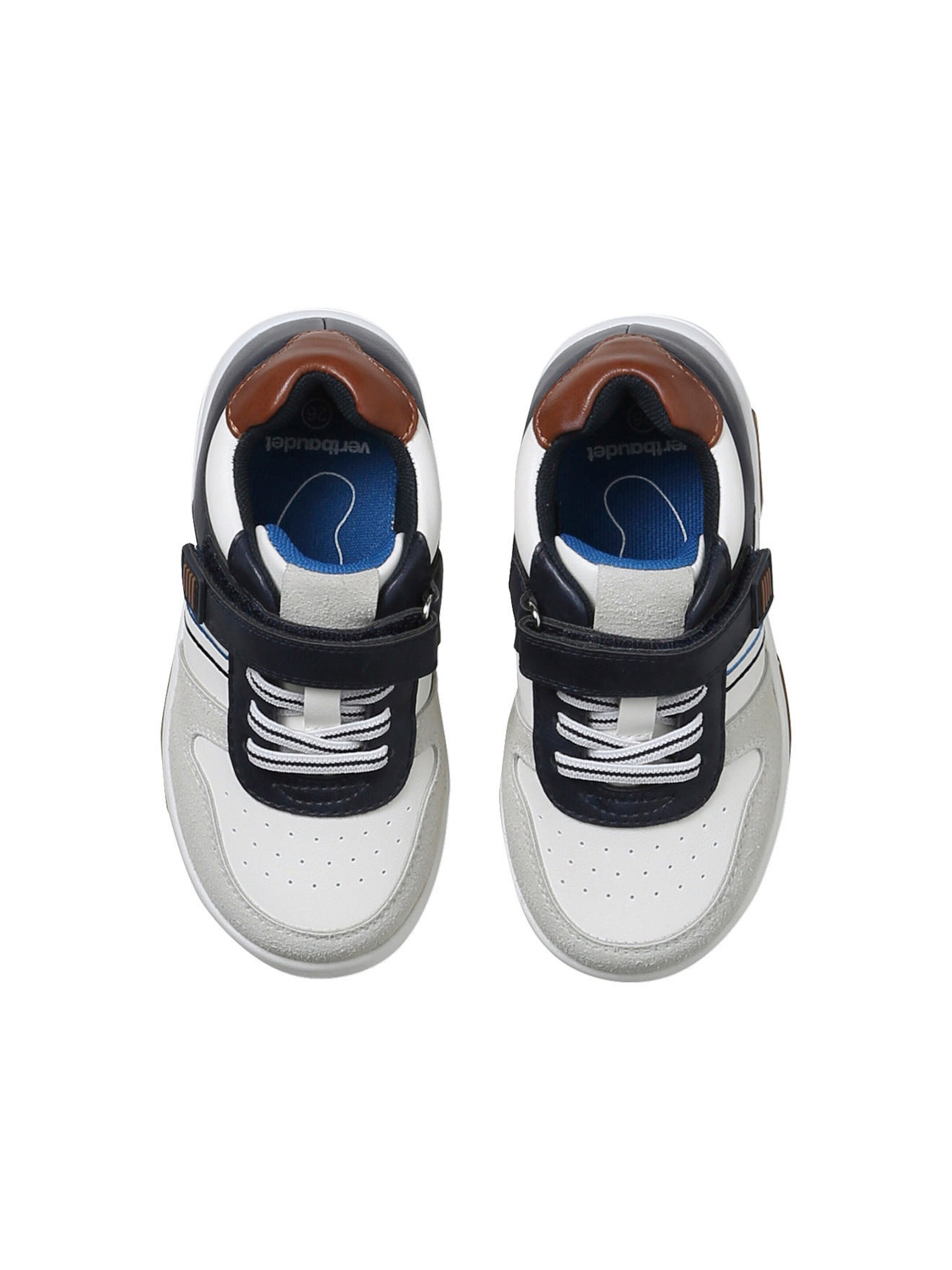 Vertbaudet Kinder Schnür-Sneakers mit Anziehtrick und Klett set weiß