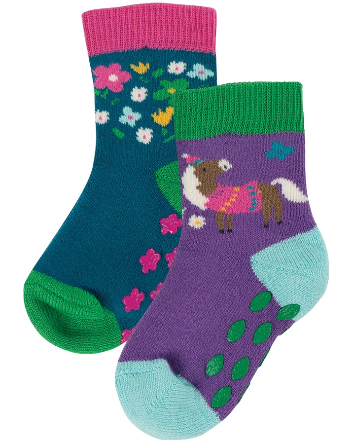 Stopper-Socken GRIPPY – HORSE 2er Pack in bunt
