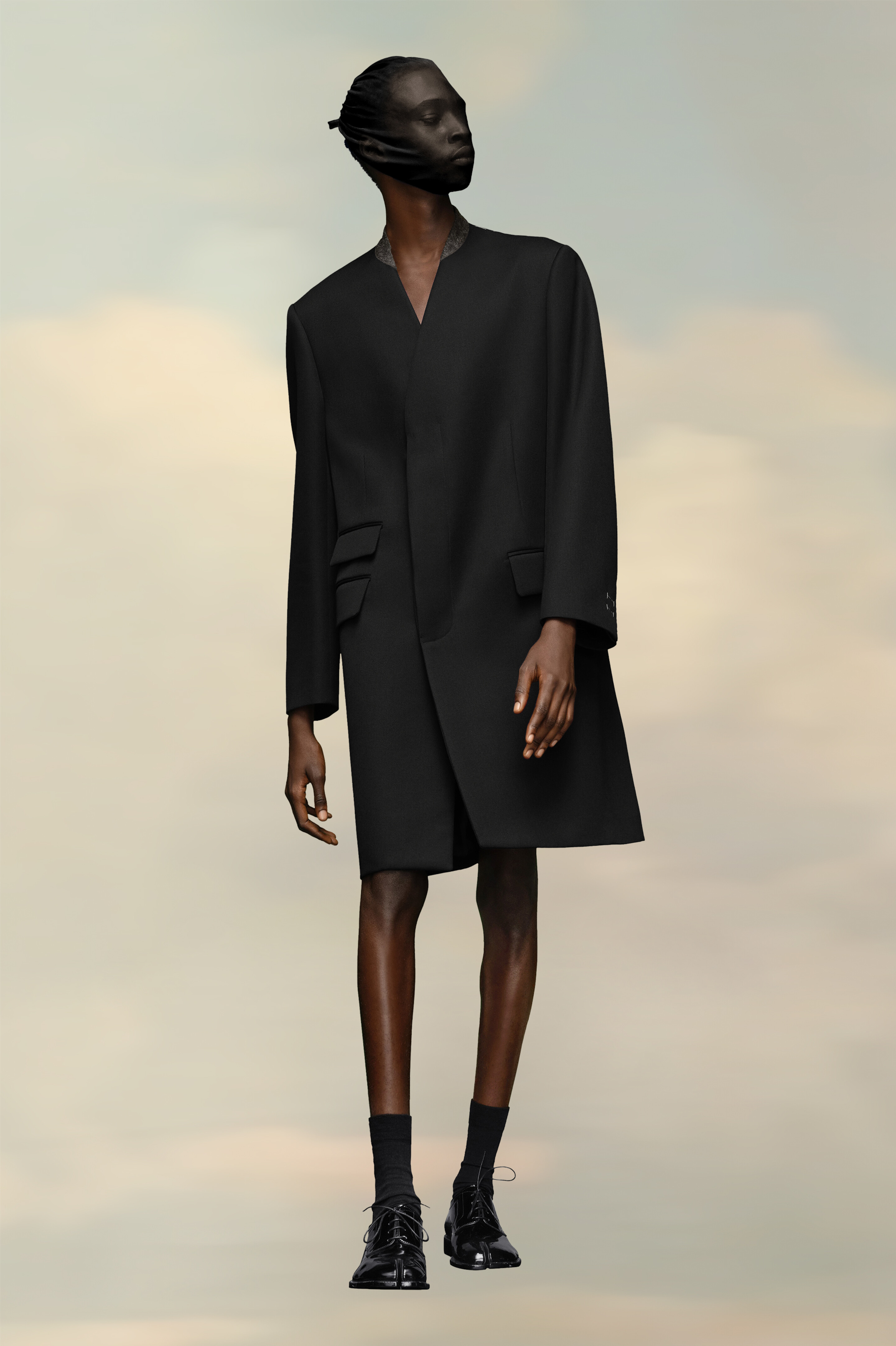 Manteau en cavalerie de laine Noir
