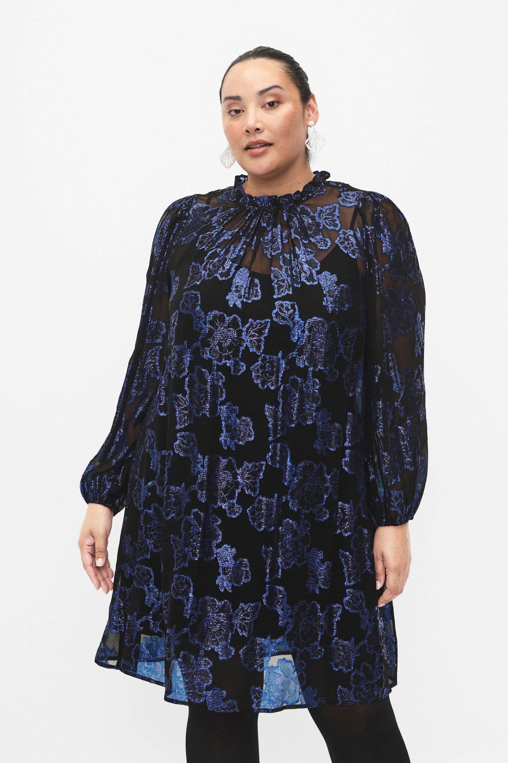 Zizzi jurk MKLEA zwart/blauw