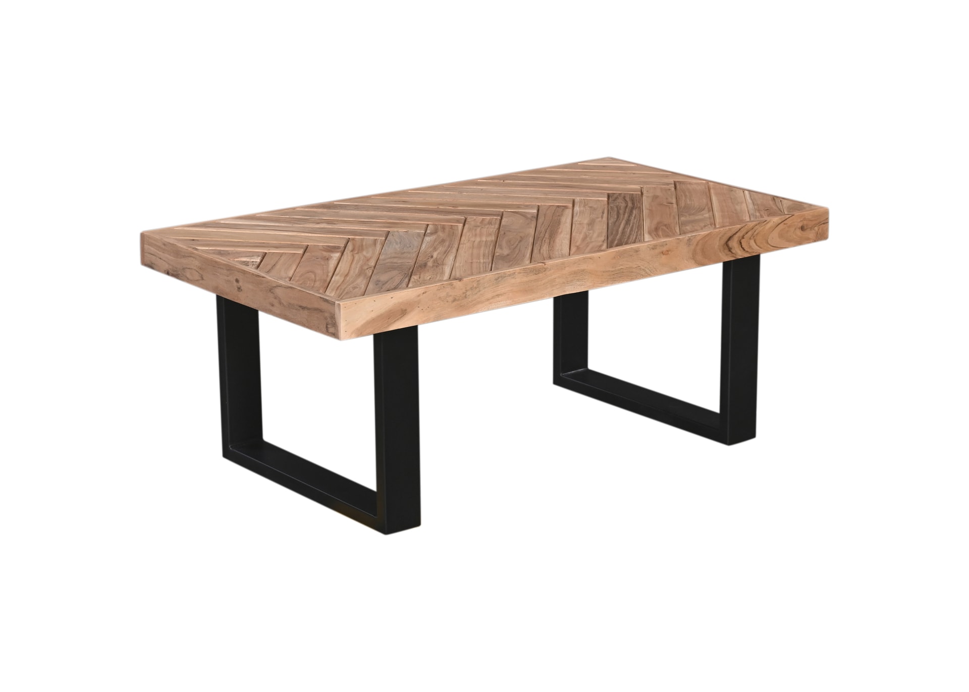 Couchtisch LUANDA 110 x 60 cm Massivholz Akazie natur/schwarz