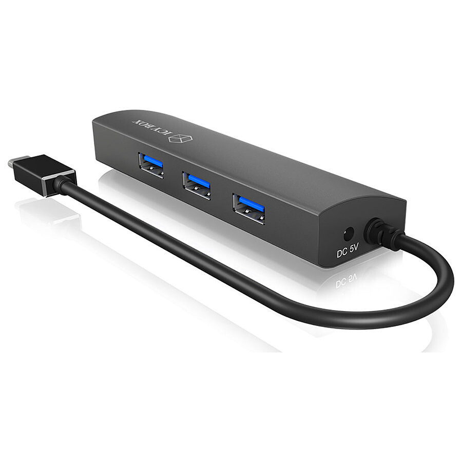 Icy Box UE330 - Adaptateur USB Type-C vers Gigabit + Hub