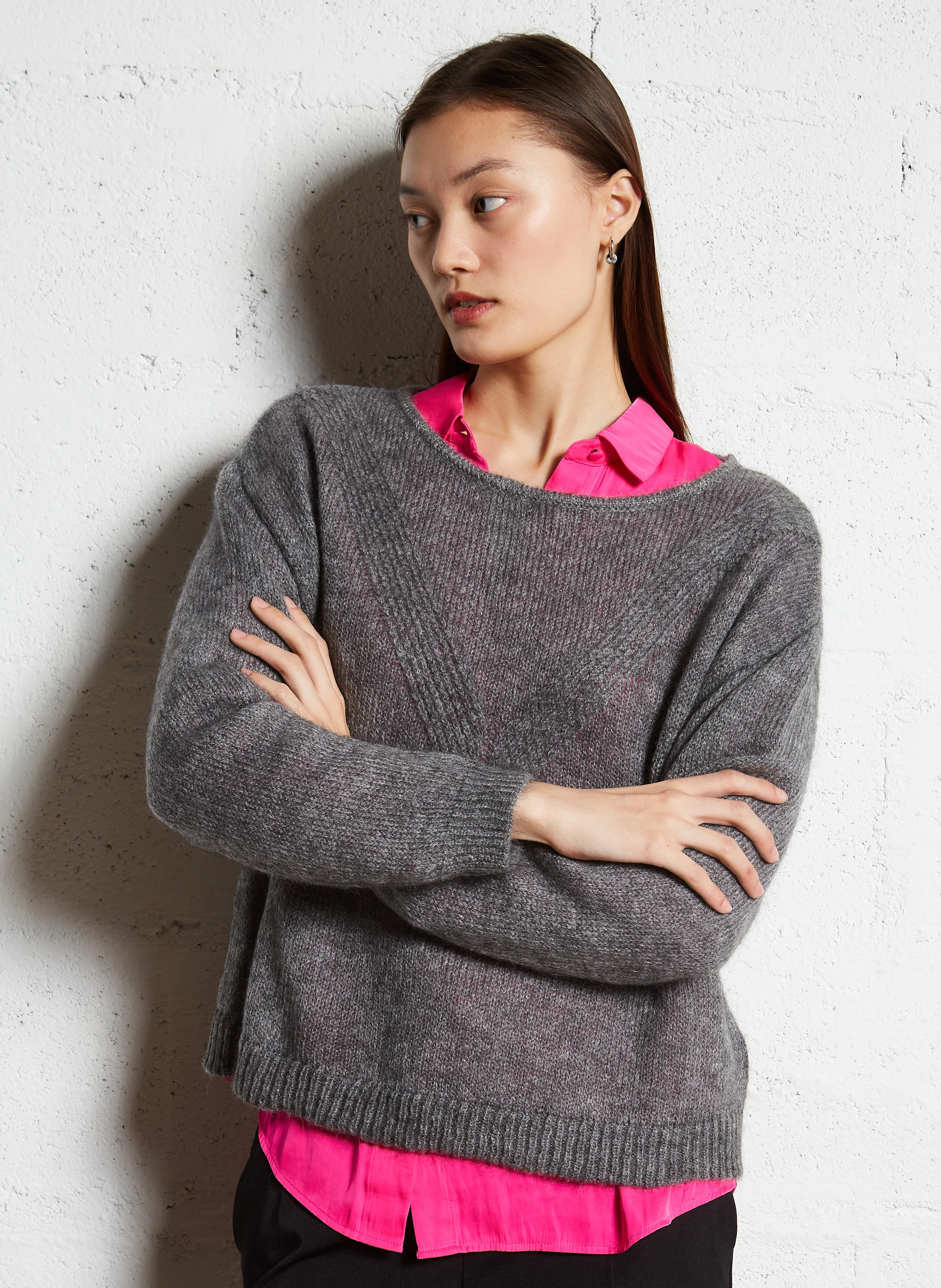 Pull à col bateau| Gris