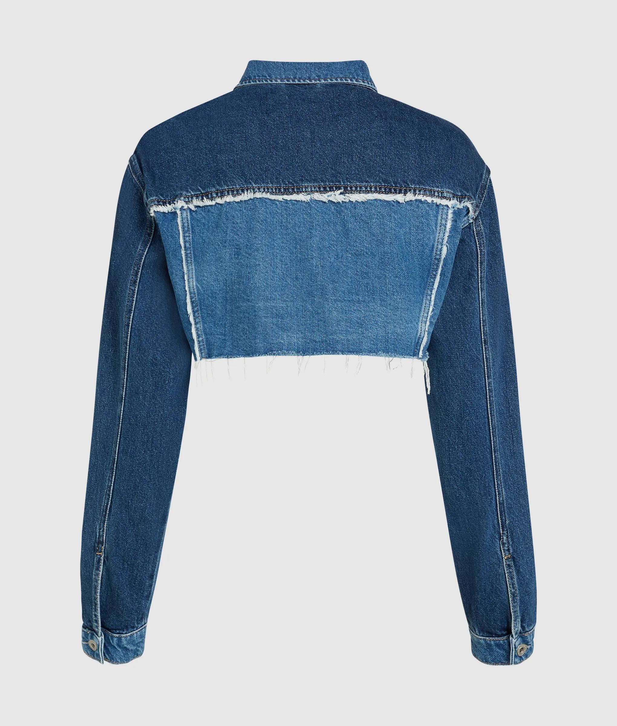 Geblokt kort jack van denim