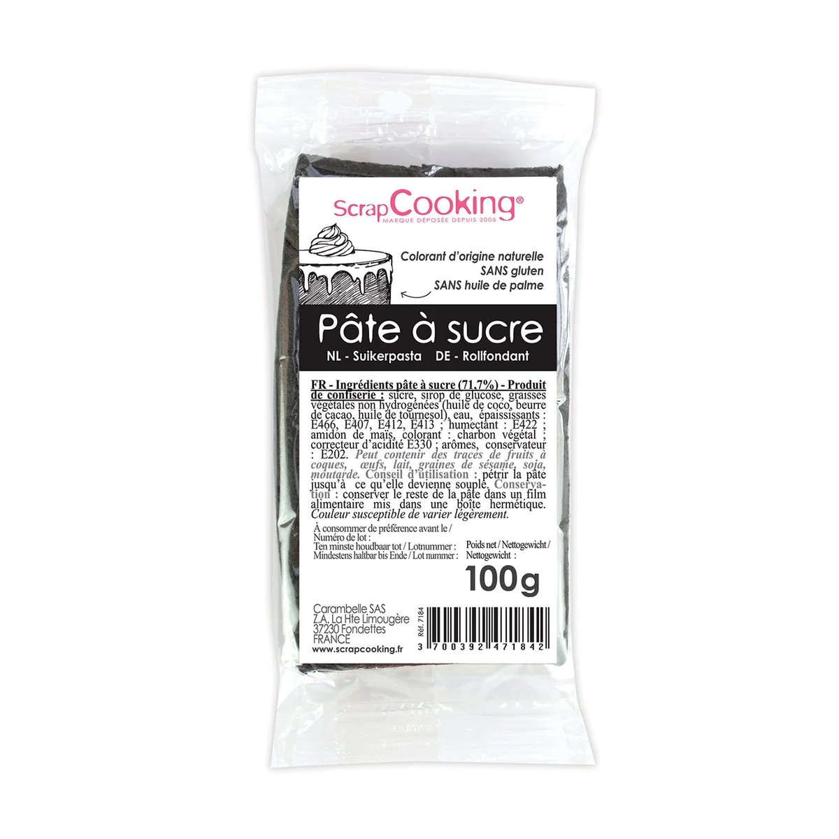Pâte à sucre noire 100 g Scrapcooking