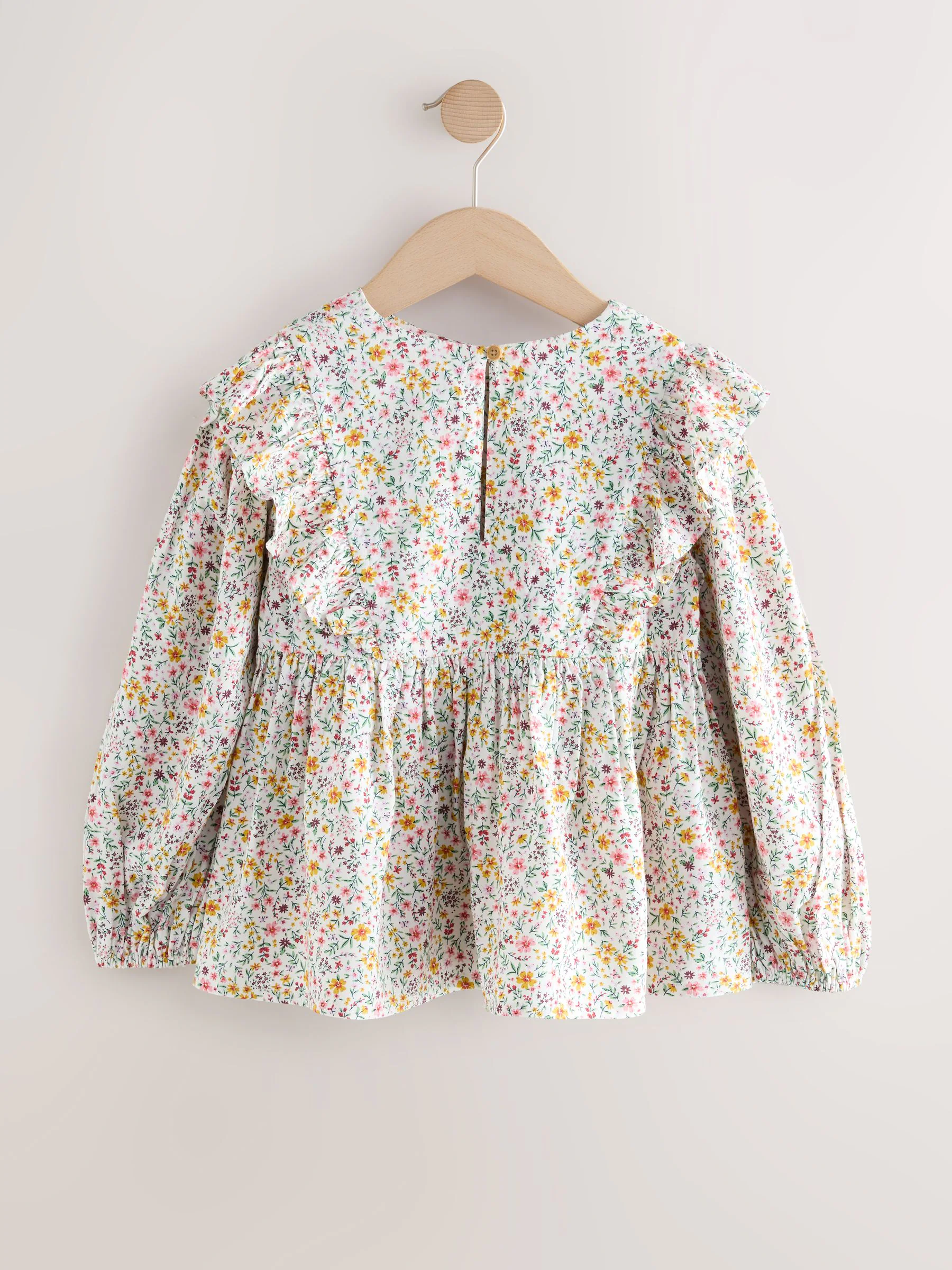 Roze fijne print - Blouse met lange mouwen (3-16jr)