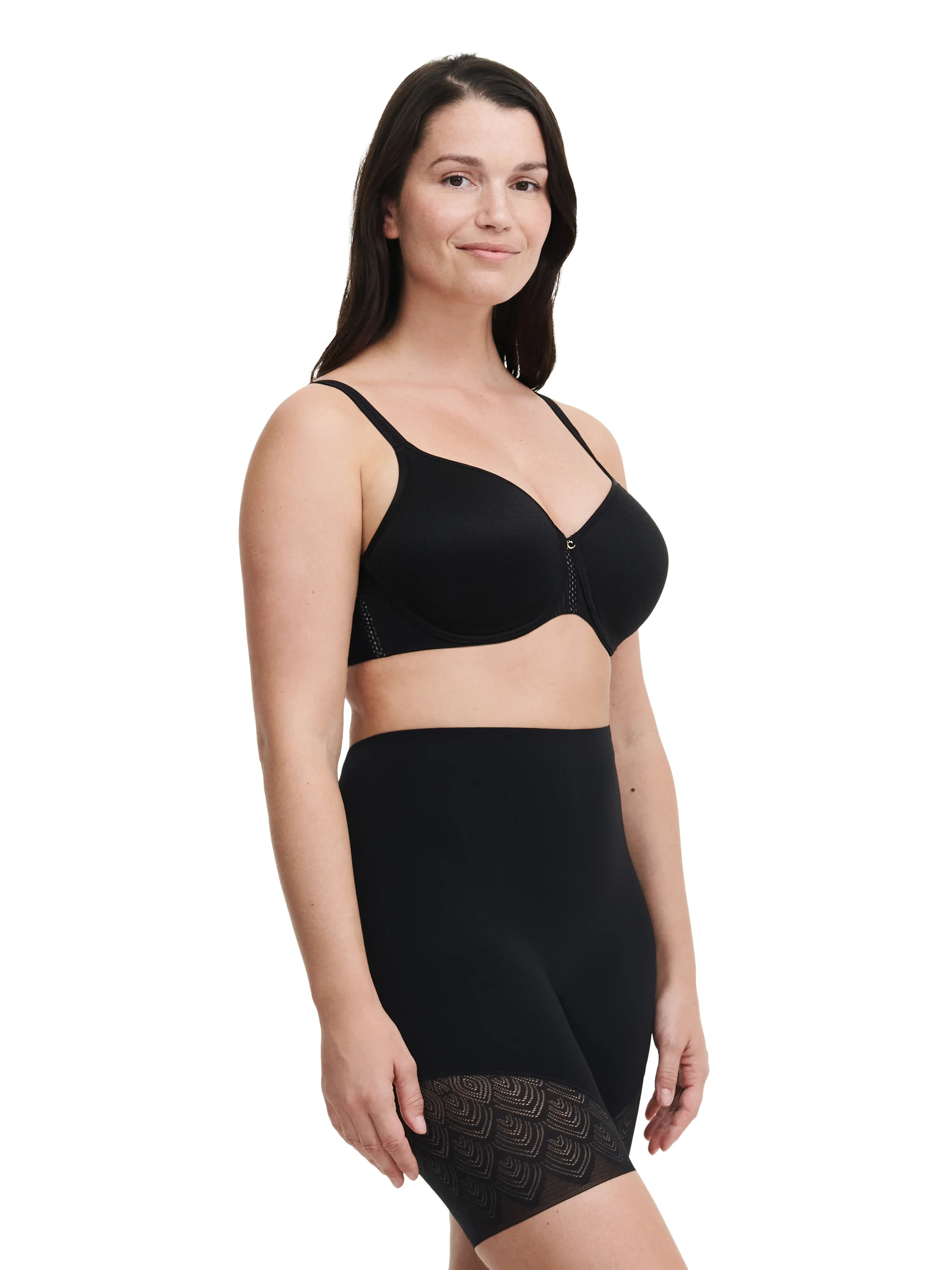 SEXY SHAPE - Panty gainant taille haute en dentelle | Noir