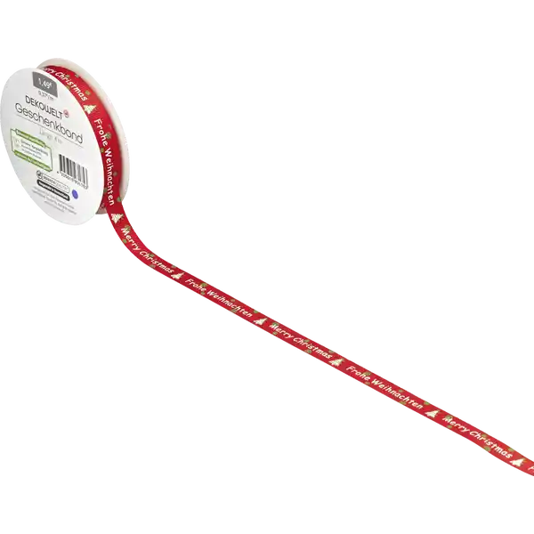 Geschenkband Frohe Weihnachten rot / grün