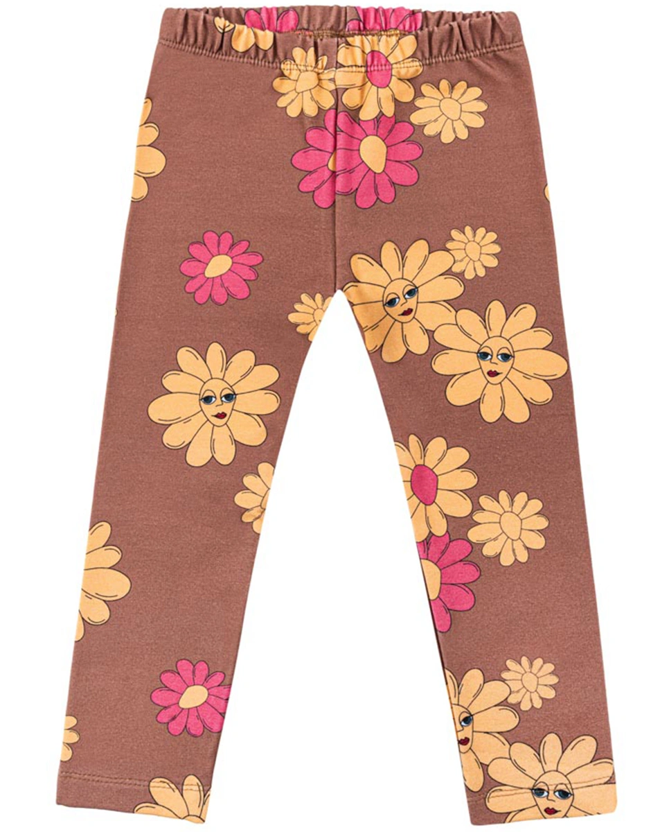 Leggings FLOWERS in brown