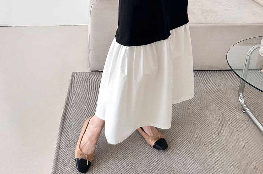 Chubby Girl - Midi-jurk met pofmouwen en twee kleuren