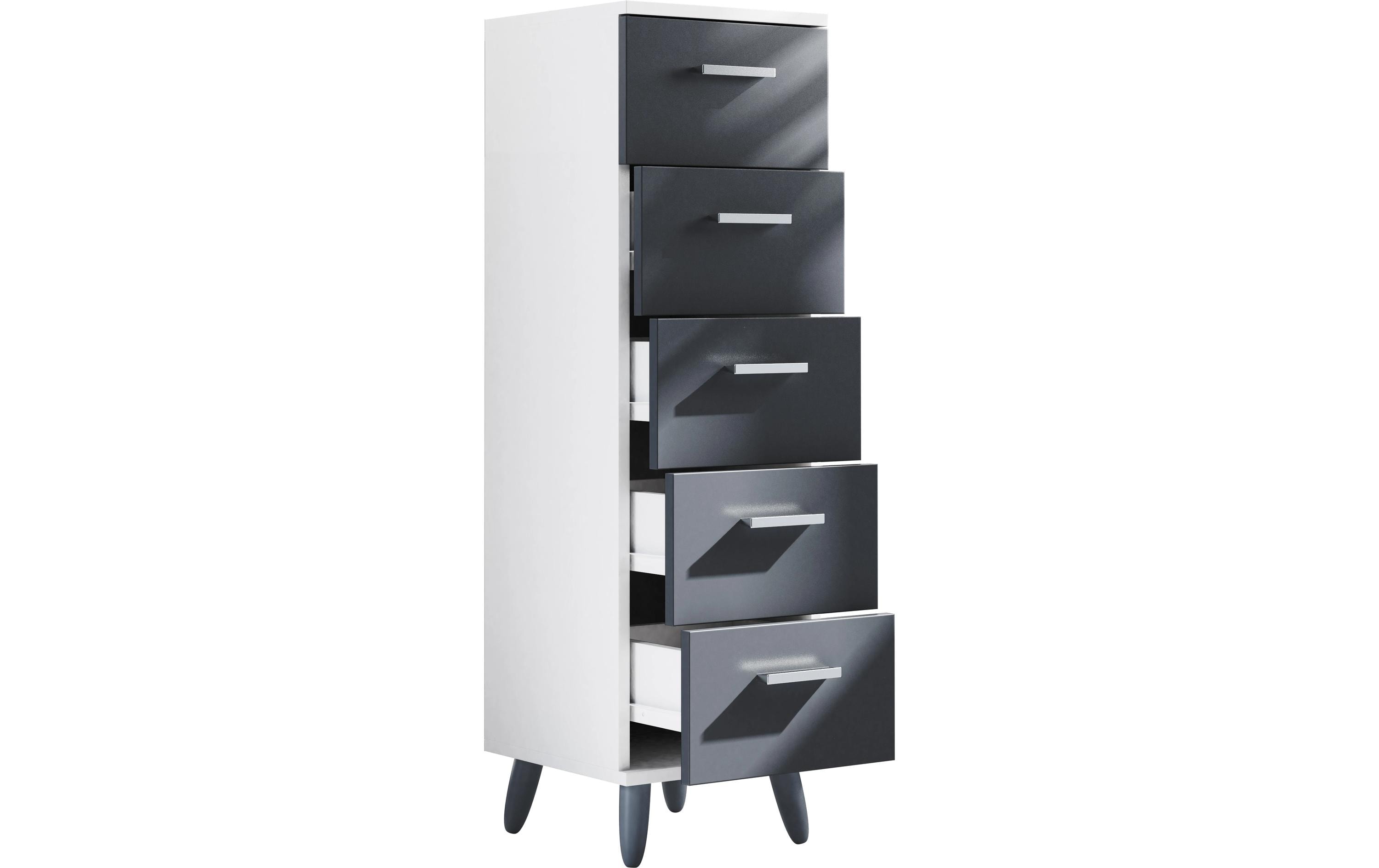 Kommode Landos M 30 x 100 cm, Weiss/Anthrazit<br>Schubladenschrank