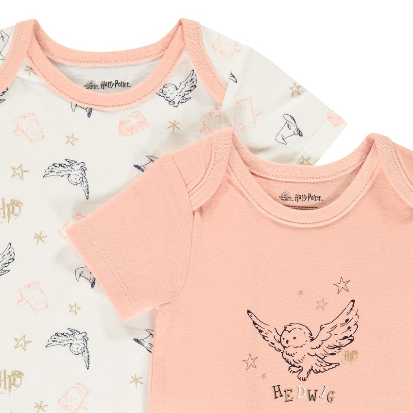 Lot de 2 bodies manches courtes Harry Potter pour bébé fille - Rose