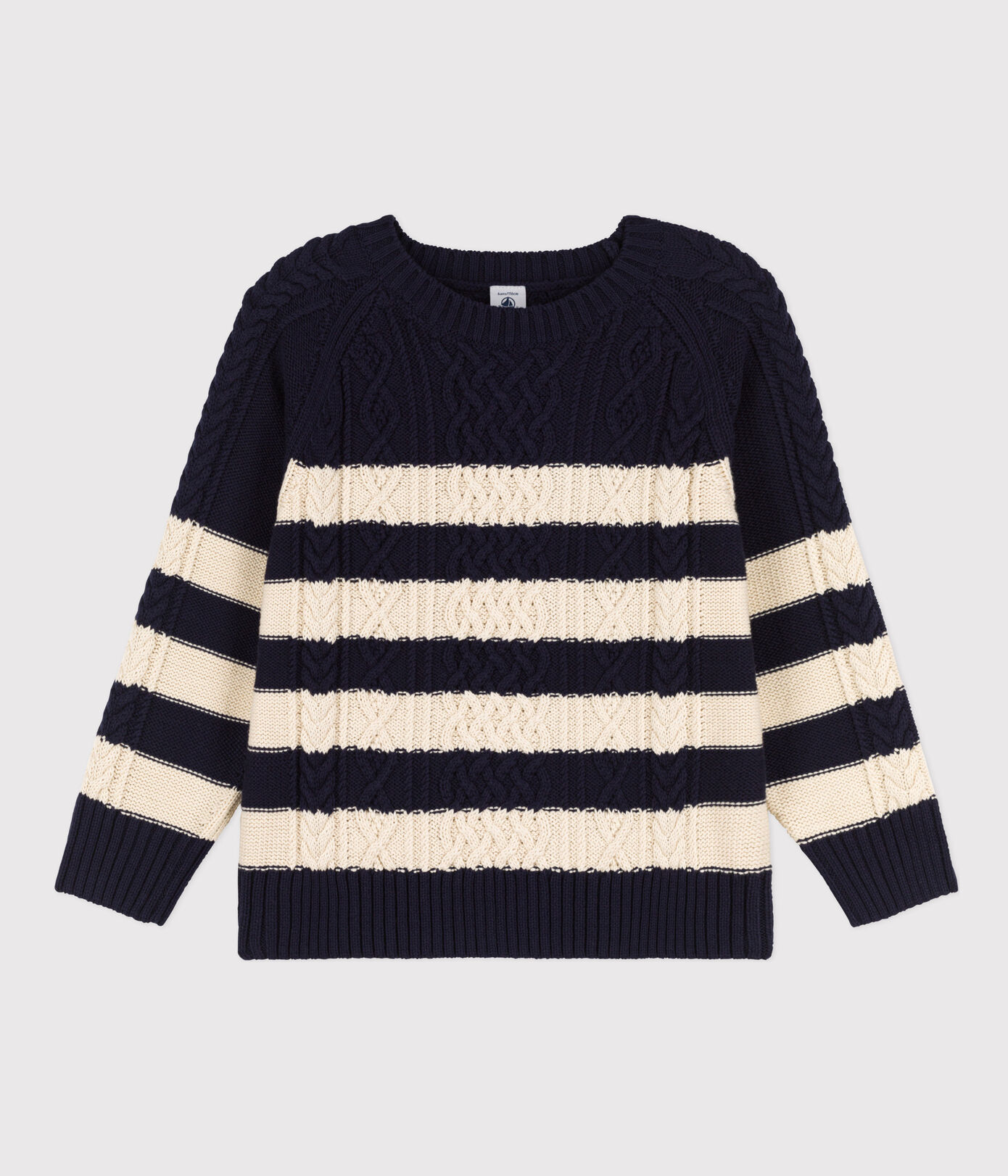 Pull irlandais rayé en coton enfant fille/garçon