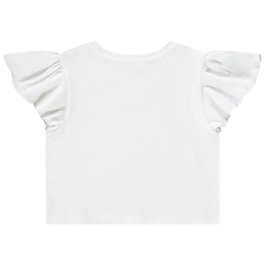 T-shirt manches courtes print cerises effet pétales 3D pour fille - Blanc