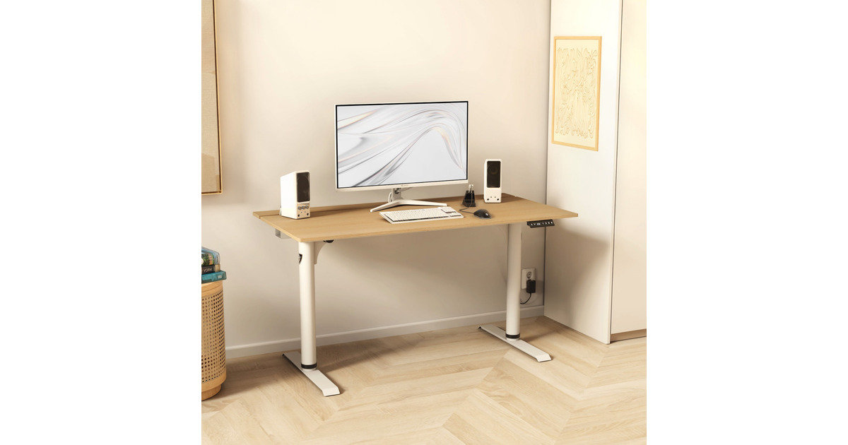 ArozziArena Nordico Sit/Stand Desk - Light Birch gaming desk  (Zwart)