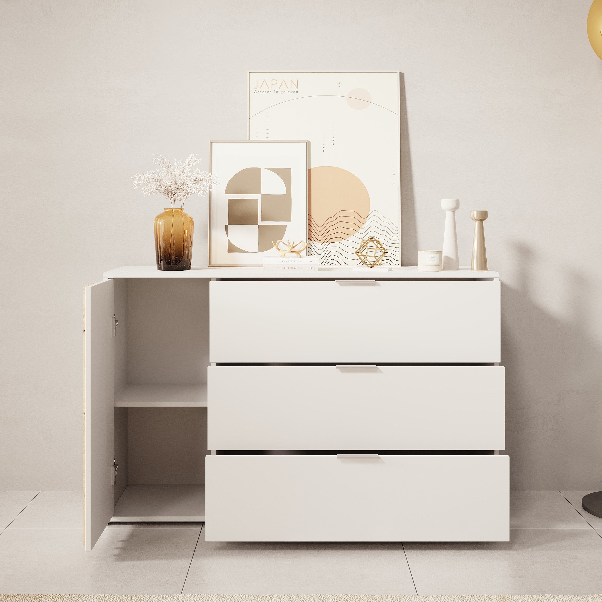 Meubella - Dressoir Franklin - Wit - 125 cm