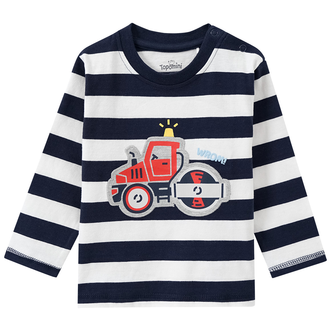Topomini Baby Langarmshirt mit Fahrzeug-Applikation dunkelblau / weiss