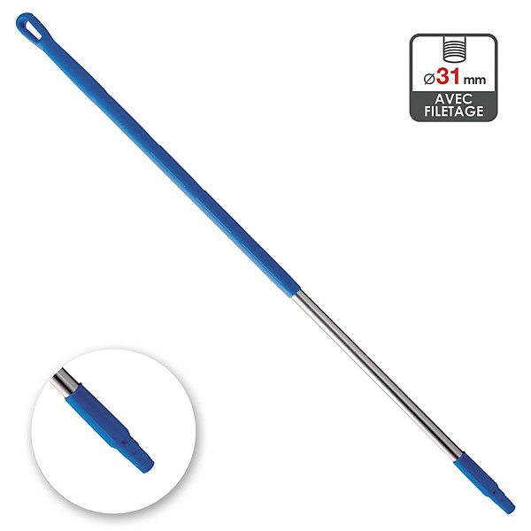 Manche aluminium 1,30 m bleu