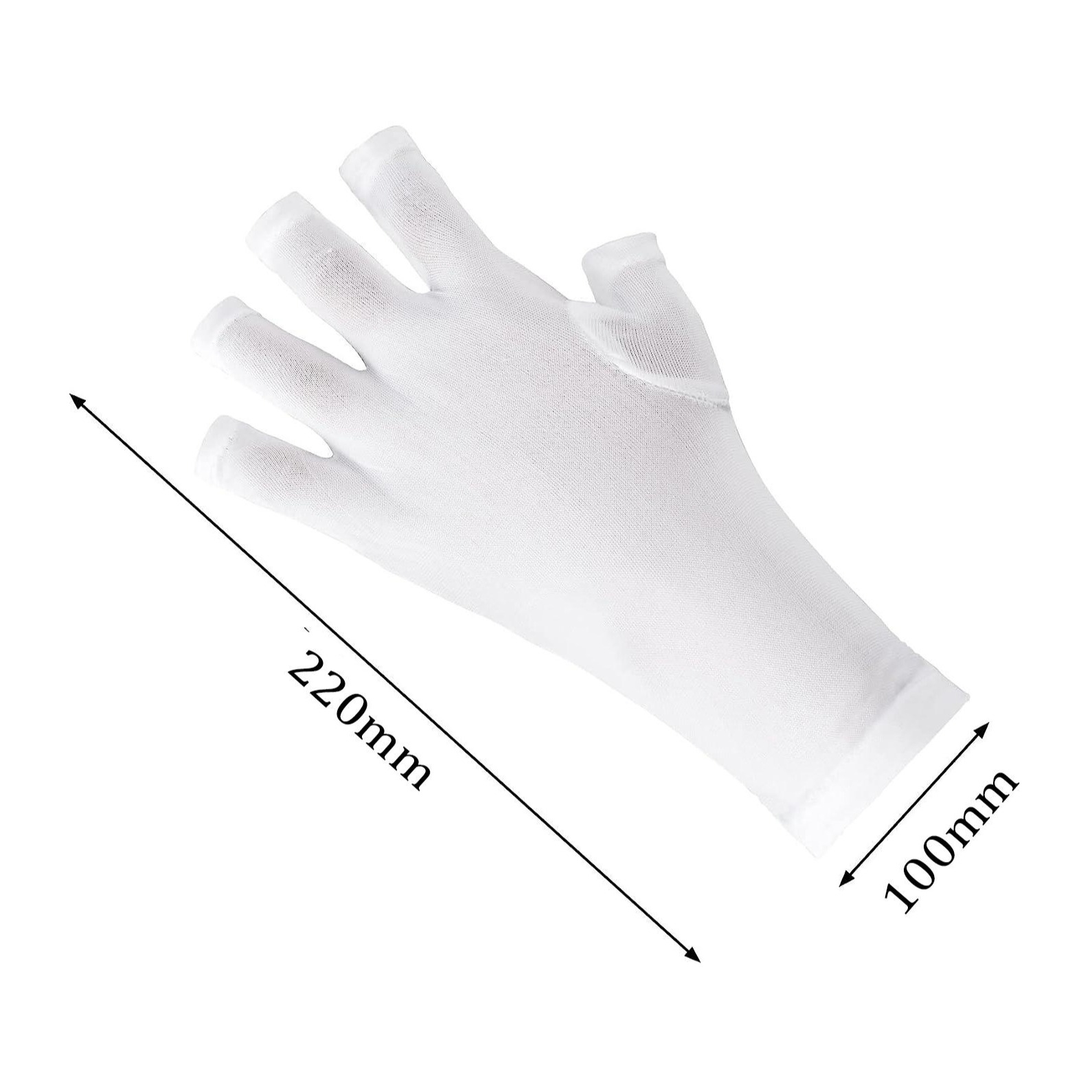 (1 Paar) Fingerlose UV Schutz Maniküre Handschuhe für UV Nagellampe - Weiss
