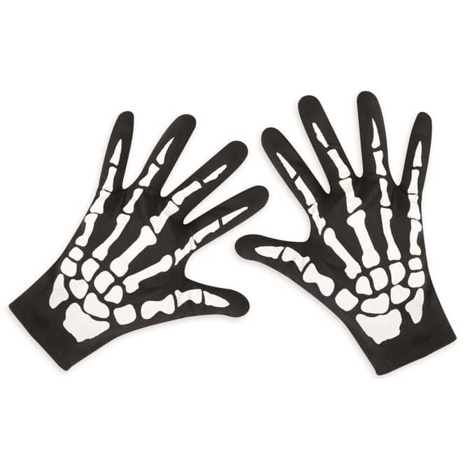 Skeletthandschuhe - Fasching - Einheitsgröße Erwachsene - schwarz