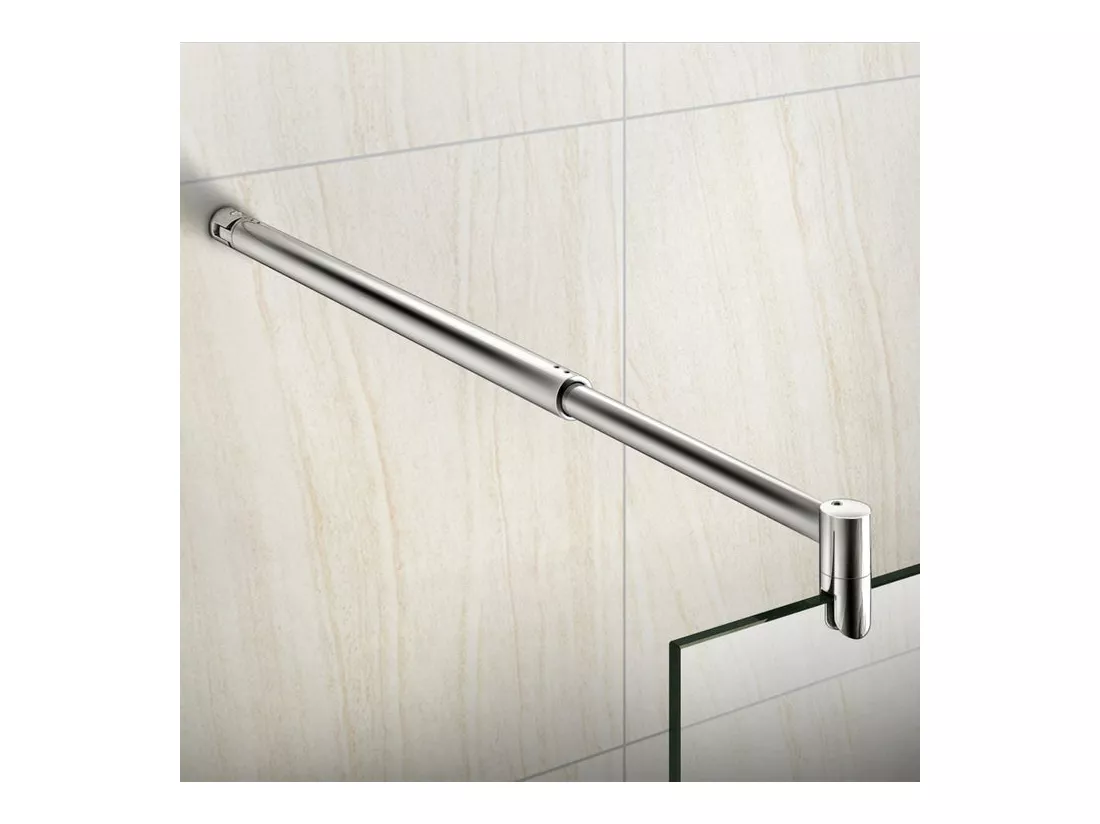 Paroi de douche à l'italienne 100x200cm - 8mm verre trempé sablé - Avec barre de fixation 70-120cm en cylindrique