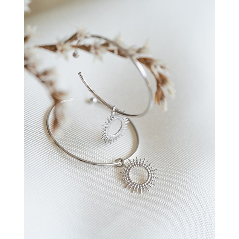 Boucles d'Oreilles Argent Créoles Rayons de Soleil