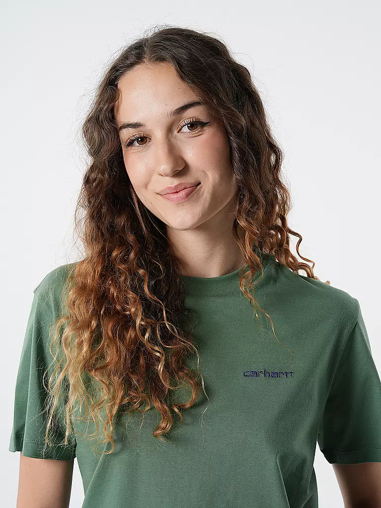 CARHARTT WIP T-Shirt SCRIPT EMBROIDERY dunkelgrün