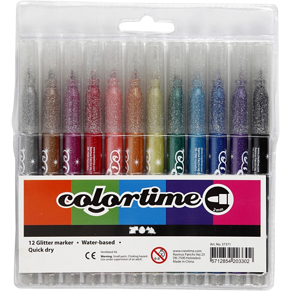 Colortime - Tusch 4,2 mm - Glitter - 12 stk.
