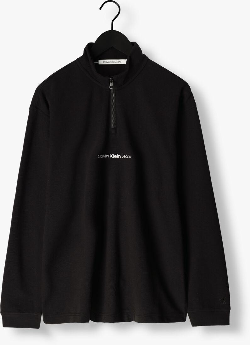 CALVIN KLEIN zwarte calvin klein sweater instit half zip ottoman tee
