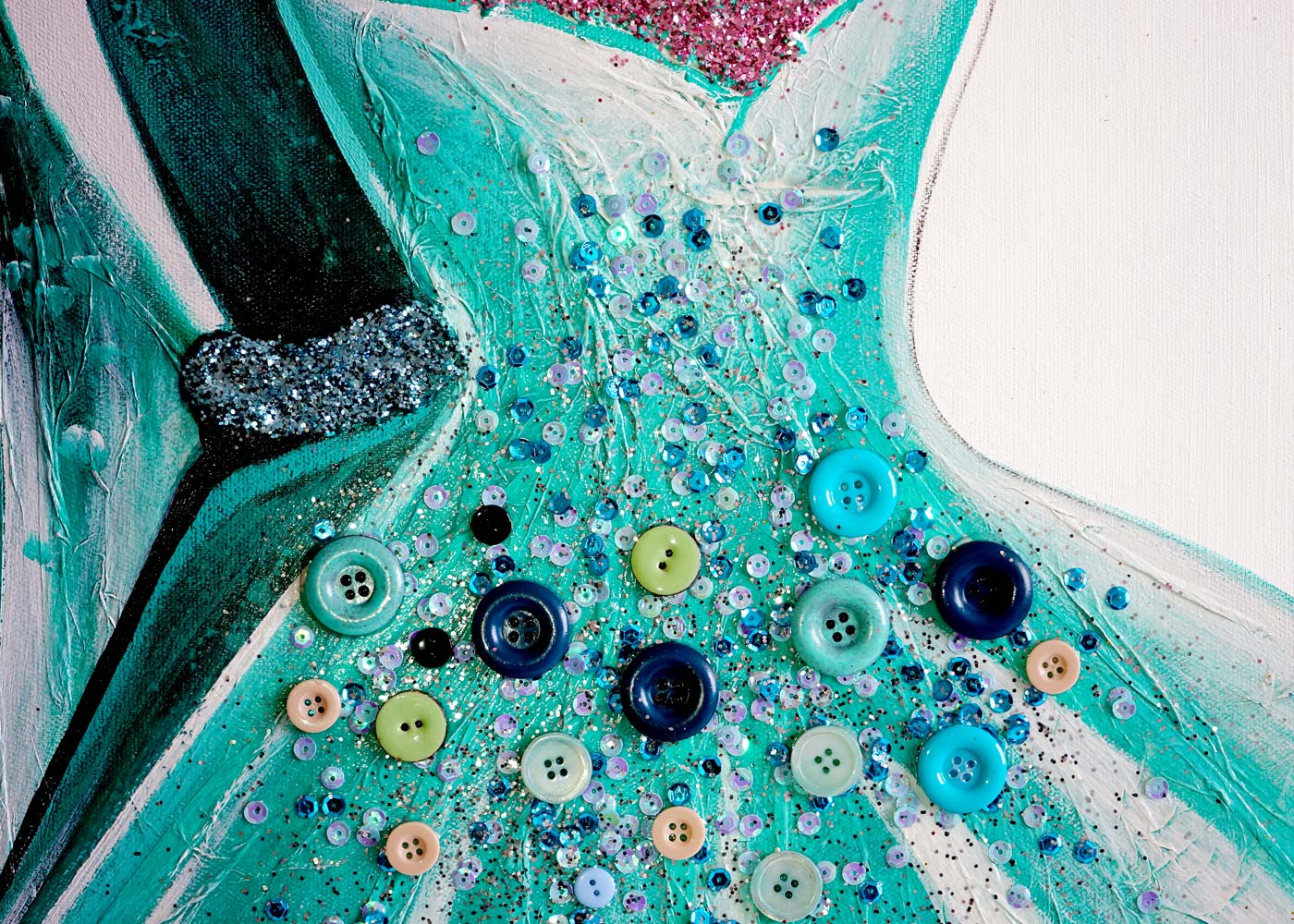 Wandbild Grüne Kleider, 100% handgemaltes Ölgemälde 3D-Bild Gemälde XL, 90x90cm