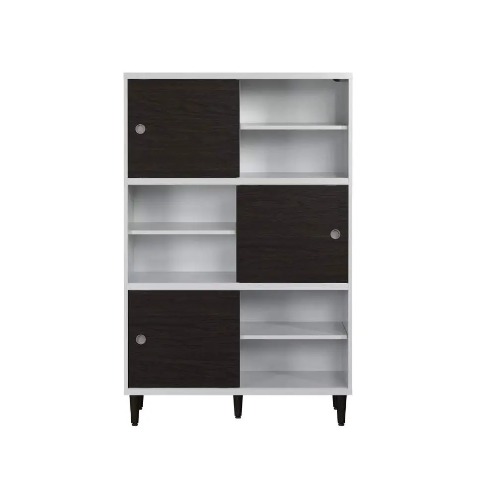 Hioshop Evolution wandkast 3 deuren- 6 planken wit- zwart