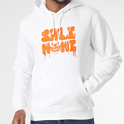 Sweat Capuche Sale Clown Blanc Orange