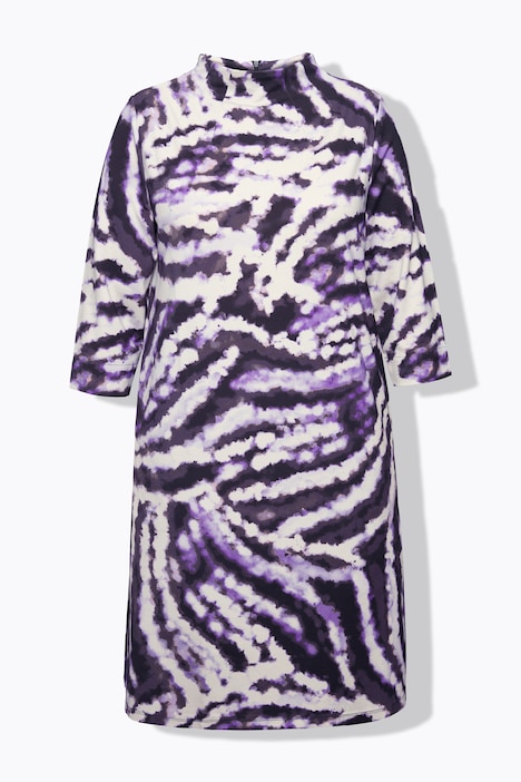 Sweatkleid, Batikdruck, Stehkragen, 3/4-Arm, Taschen
