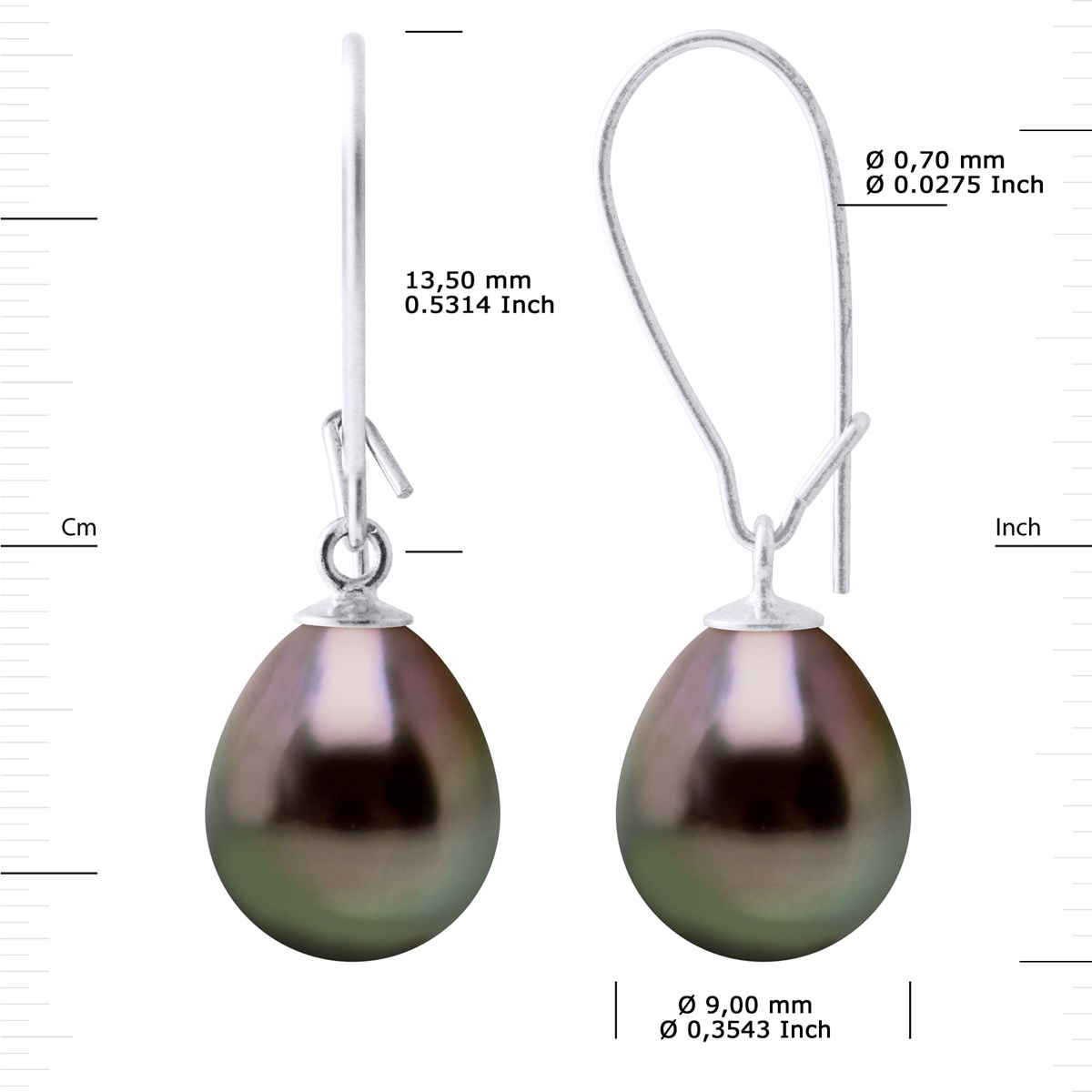STELLA - Boucles d'Oreilles Perles de Tahiti 9-10 mm Or Blanc