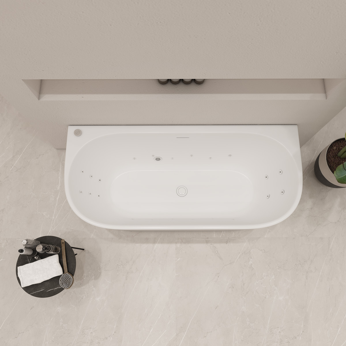 Saniclear Freshline bubbelbad 180x80cm wit glans pneumatisch 12 6 4 hydrojets chroom