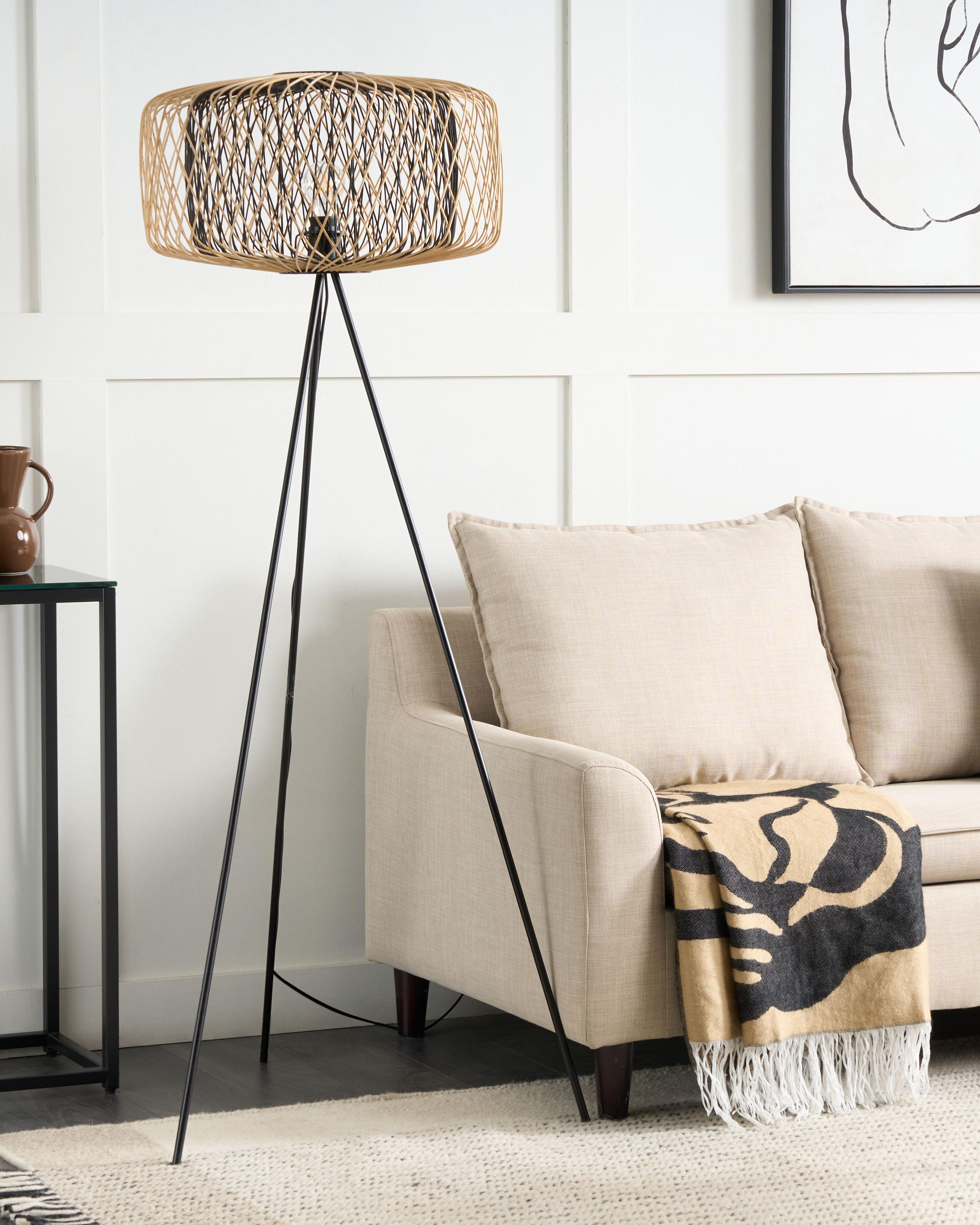 Staande lamp JAVARI Bamboehout Bruin/zwart