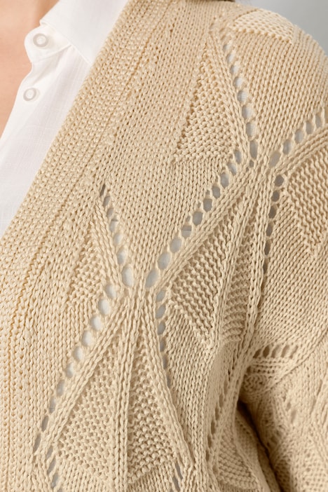 Strickjacke, oversized, offene Form, Strukturstrick, Langarm